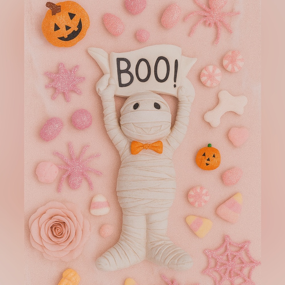 Baby Marvin the Mummy Halloween Resin Decor Boo Sign 16” NWT